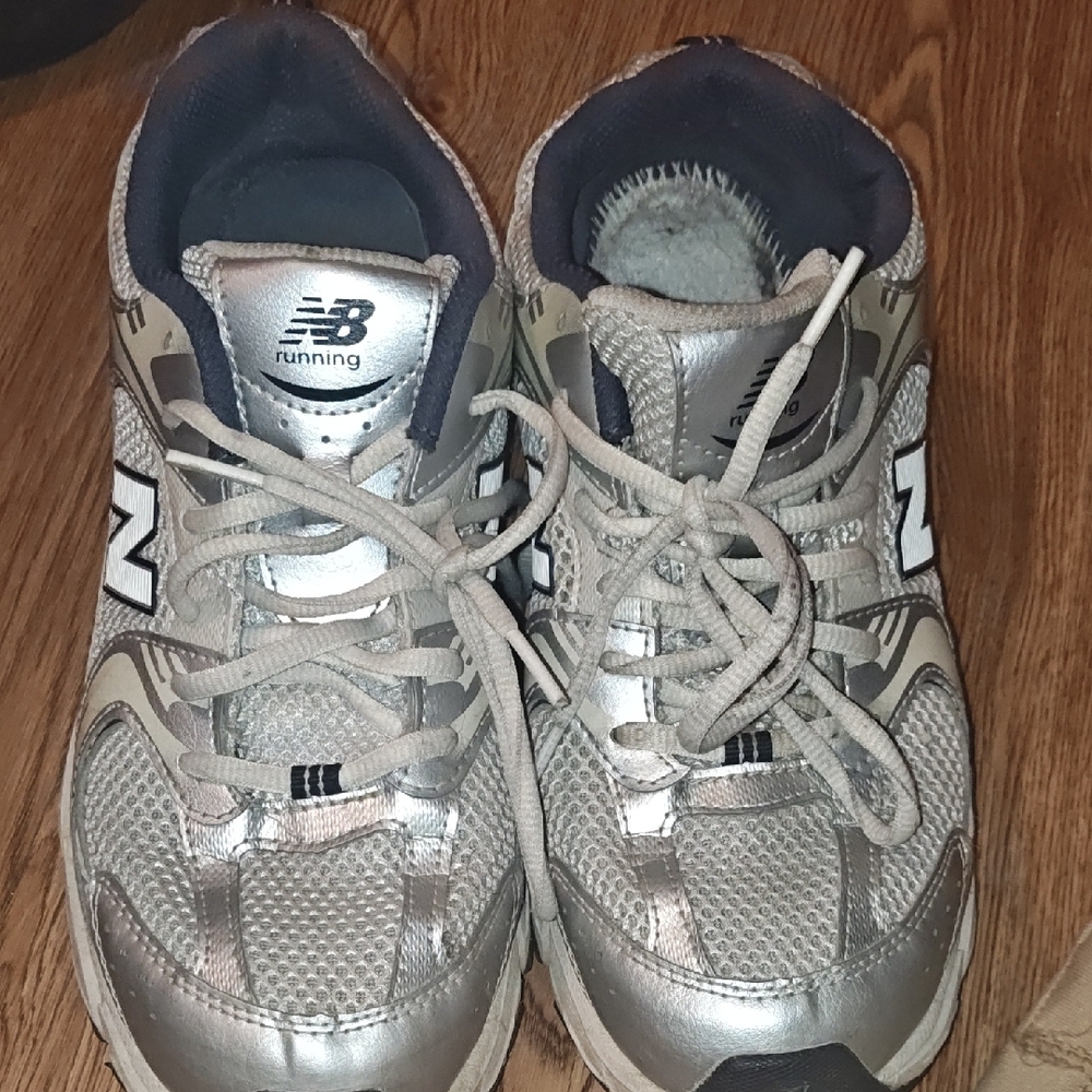 New Balance Kids' Metallic Silver Sneakers - Picture 2 of 2